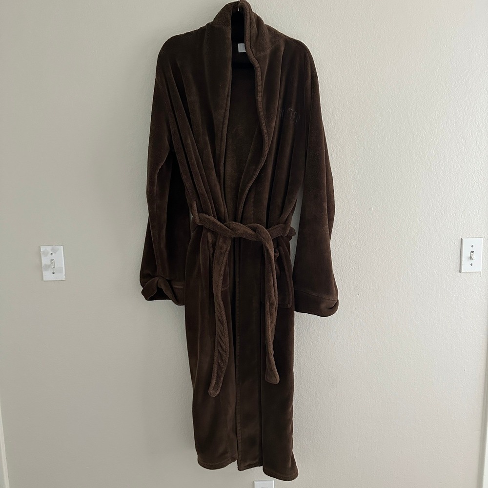 Restoration Hardware Robe Unisex Large Brown Plush Microfiber Belted ROTTER